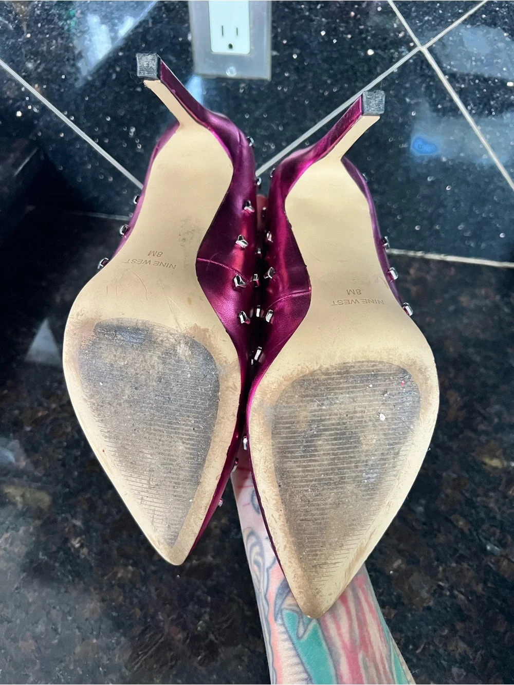 Nine West Hot Pink Heart Studded Heels - Picture 6 of 7